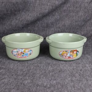 Campbell's Soup Bowls Set Of 2 Green Campbell Kids Stoneware 2006 China Kitchen